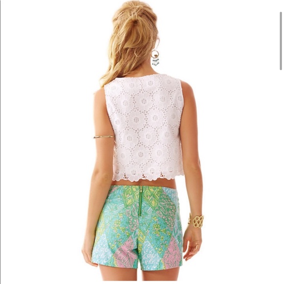 Lilly Pulitzer Daisy Eyelet Crop Top Resort White - Picture 2 of 10
